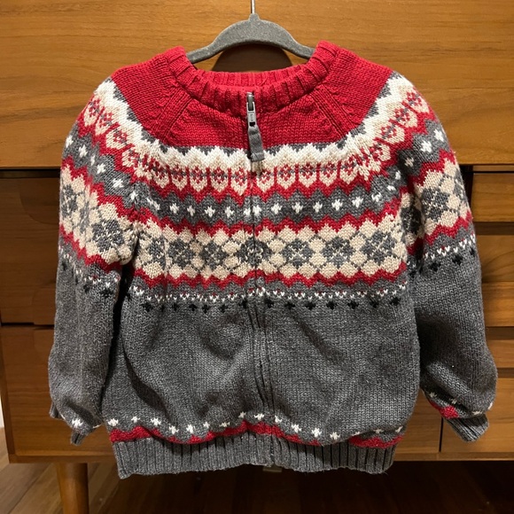 Janie and Jack  Red and Gray Knit Cardigan - Picture 1 of 5